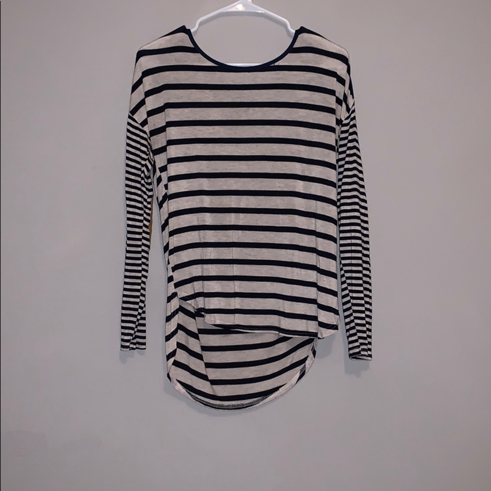 cream and navy long sleeve